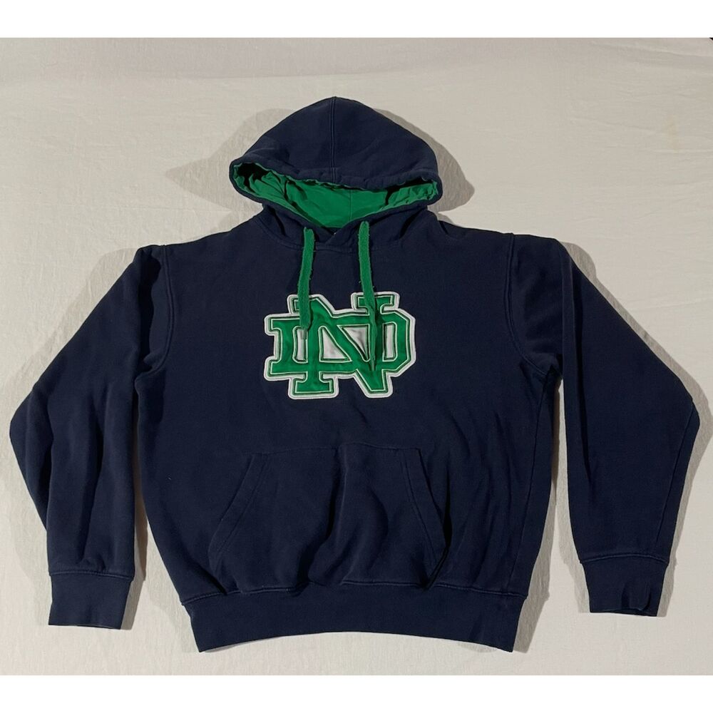 Notre Dame Fighting Irish Navy Hoodie Size S Y2K Big ND Logo College Pullover